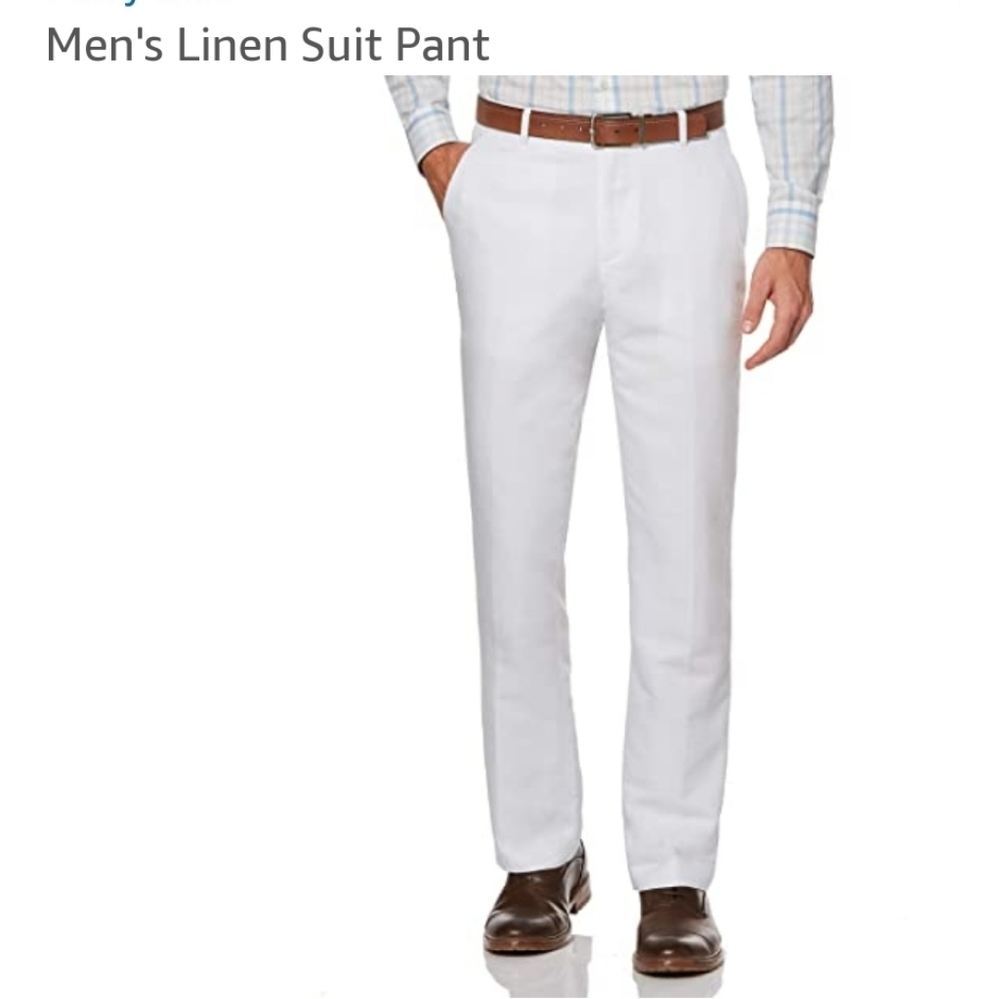 Pronti men's off white 55% Linen dress slacks